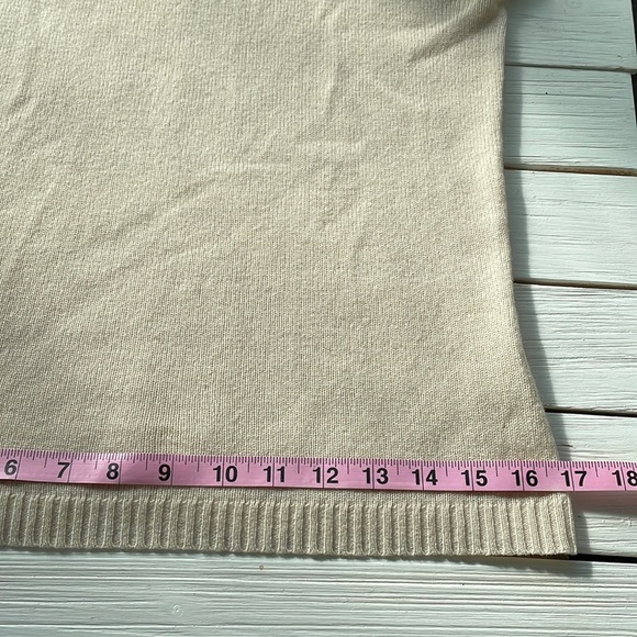 MAG by Magaschoni Short Sleeve 100% Cashmere Sweater Cream size S - Picture 2 of 9